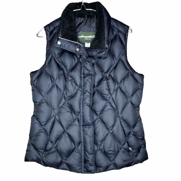 Eddie Bauer Jackets & Blazers - Eddie Bauer Vest Womens Med EB650 Black Goose Down Quilted Puffer Zip Pockets